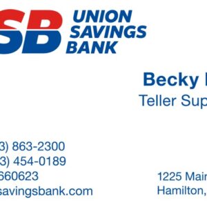 Union Savings Bank Business Card