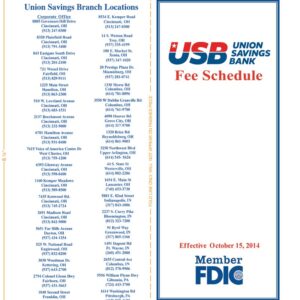 Union Savings Bank Fee Schedule Brochure - Page 1