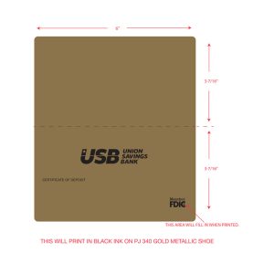 Union Savings Bank - Gold CD Account Passbook